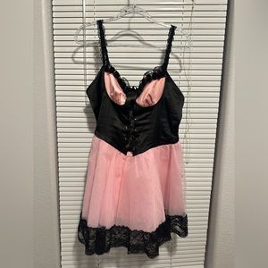 Dolls Kill Black and Pink Lace Dress